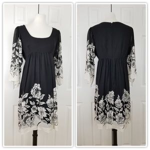 Donna Morgan Black & White Floral Dress - Size 8